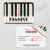 ピアノモダン鍵盤レッドブラックピアニスト 名刺 (正面/裏面)