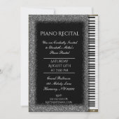 ピアノリサイタルとシルバーグリッターオンブラック 招待状 (正面)