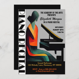 ピアノリサイタルモダンミニマル抽象芸術招待状 招待状