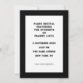 ピアノリサイタル招待状 招待状 (裏面)