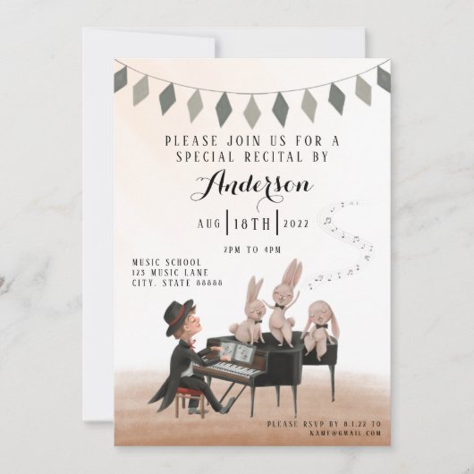ピアノリサイタル招待状 招待状 (正面)