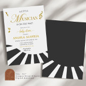 ピアノリトルミュージシャンミュージックベイビーシャワー 招待状