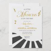 ピアノリトルミュージシャンミュージックベイビーシャワー 招待状 (正面)