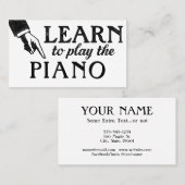 ピアノレッスンの名刺 – カッコいいヴィンテージ 名刺 (正面/裏面)