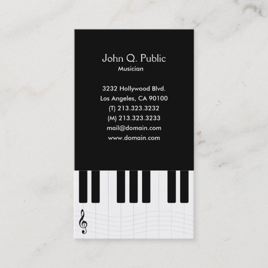 ピアノレッスン先生講師 名刺 (正面)