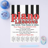 ピアノレッスン。講師。音楽先生。ティアシート チラシ (シングル)