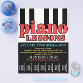 ピアノレッスン。Music Tutor.カスタマイズ可能なティアシート チラシ (シングル)