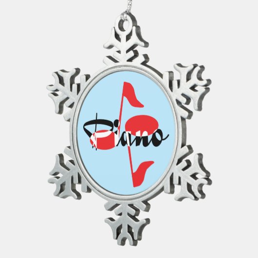 ピアノレッドノート スノーフレークピューターオーナメント (右)