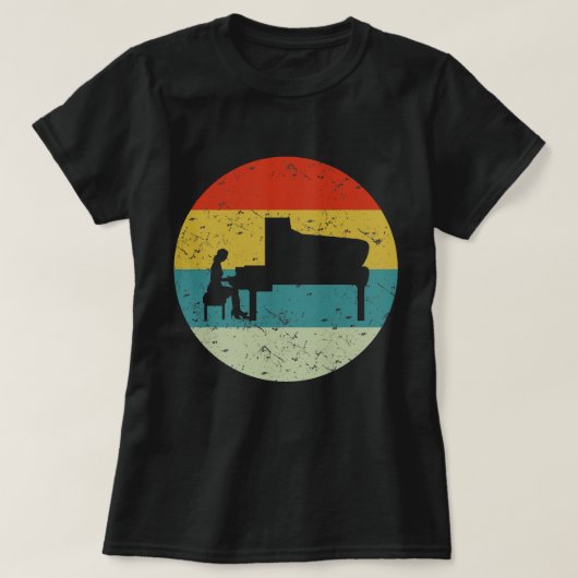 ピアノレトロヴィンテージシルエット70s tシャツ (デザイン正面)