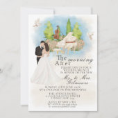 ピアノヴァイオリン新郎新婦の後の朝 招待状 (正面)