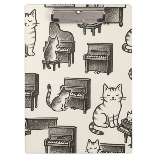 ピアノ上の猫クリップボード クリップボード (正面)