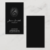 ピアノ先生エレガントブラックピアニスト 名刺 (正面/裏面)