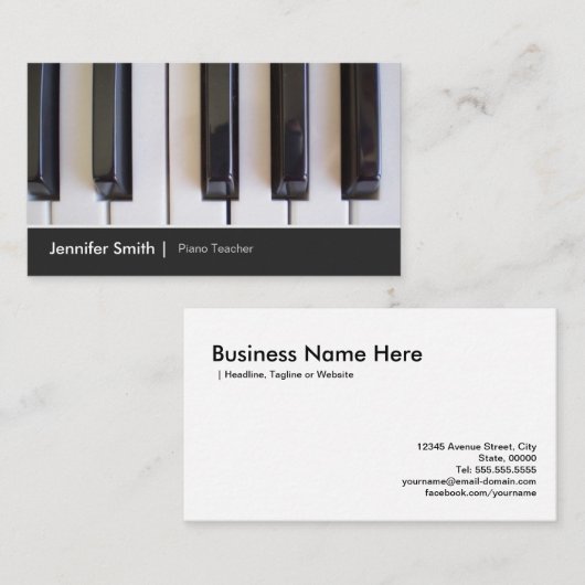 ピアノ先生エレガント – キーボードフォトイメージ 名刺 (正面/裏面)