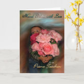 ピアノ先生グリーティングカードハッピーバースデーバラ カード (黄色い花)