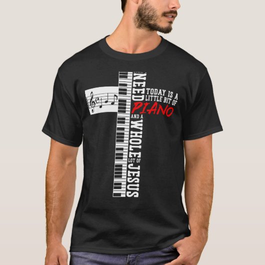 ピアノ先生ピアニスト鍵盤クロスイエスキリスト Tシャツ (正面)