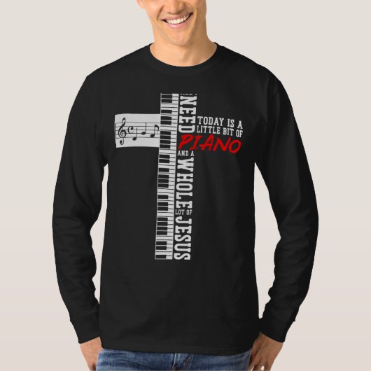 ピアノ先生ピアニスト鍵盤クロスイエスキリスト Tシャツ (正面)