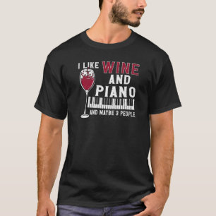 ピアノ先生ピアニスト鍵盤ワインヴィンテージ好き Tシャツ