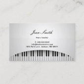 ピアノ先生ピュアホワイトピアノ鍵音楽 名刺 (正面)
