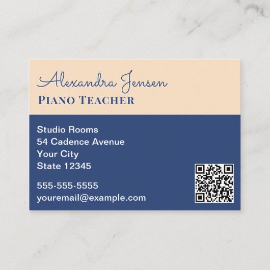 ピアノ先生モダンスタイリッシュ鍵盤ミュージック 名刺 (裏面)