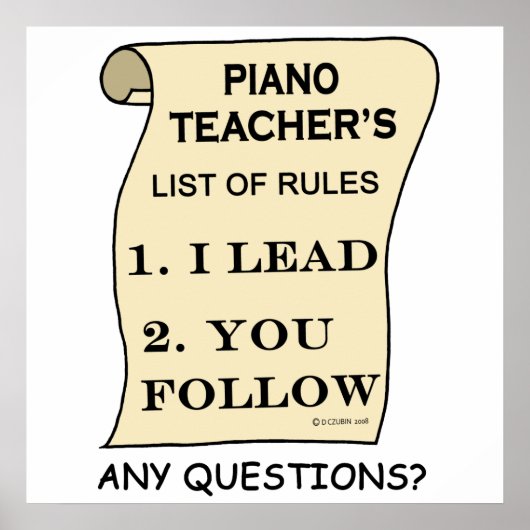 ピアノ先生規則の一覧 ポスター (正面)