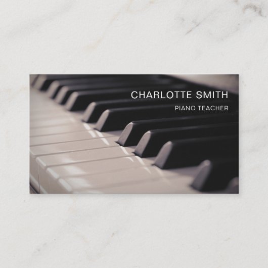 ピアノ先生赤面ピンクビモダンジネスカード 名刺 (正面)