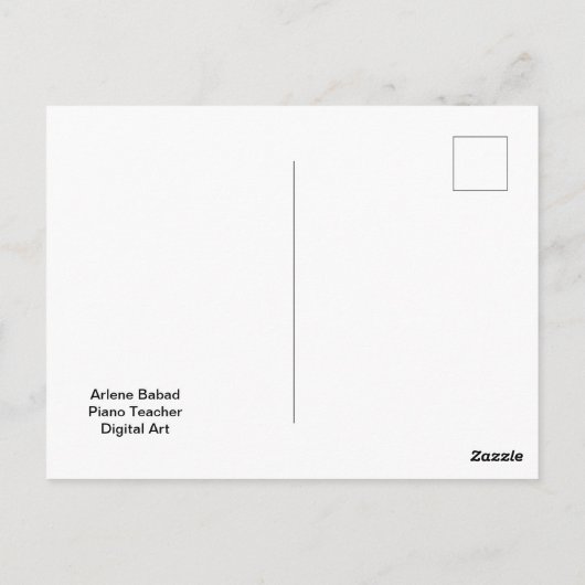 ピアノ先生、 ポストカード (裏面)