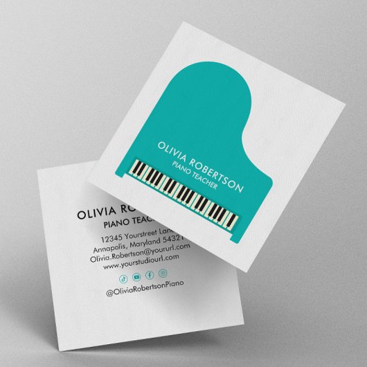 ピアノ先生、ミュージックスタジオ、ピアノチューター、ピアニスト スクエア名刺