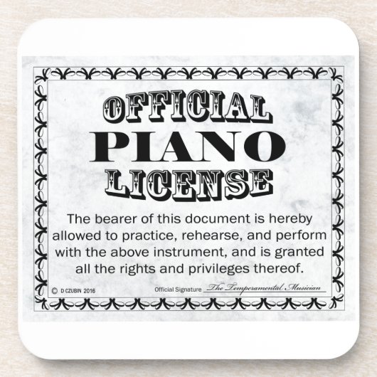 ピアノ免許 コースター (正面)