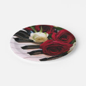 ピアノ及びバラの紙皿 ペーパープレート (アングル)