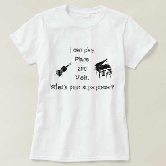 ピアノ及びビオラの超出力 Tシャツ (デザイン正面)