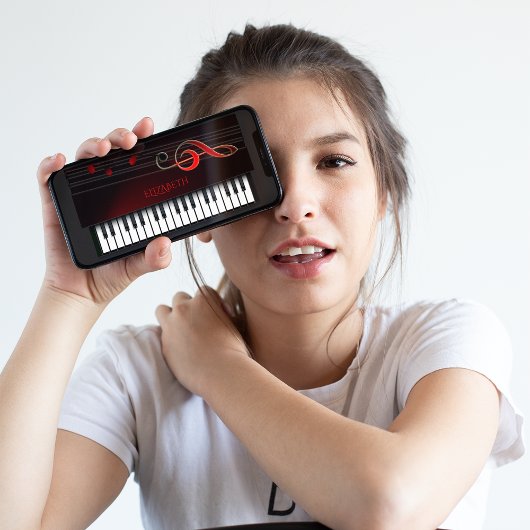 ピアノ及び赤トレブルクレフ、 音符記号 Case-Mate iPhoneケース