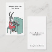ピアノ名刺を遊ぶウサギ 名刺 (正面/裏面)