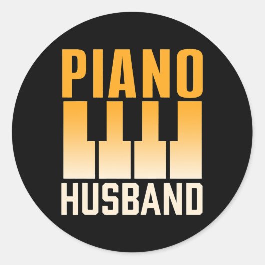 ピアノ夫楽器ミュージシャンピアニスト奏者 ラウンドシール (正面)