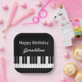 ピアノ奏者のお誕生日おめでとう(名入れ可) ペーパープレート (パーティー)