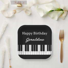 ピアノ奏者のお誕生日おめでとう(名入れ可) ペーパープレート