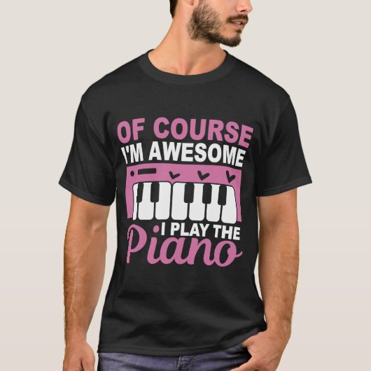 ピアノ奏者のピアノガールピアニスト Tシャツ (正面)