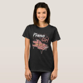 ピアノ奏者の音楽愛好家が女性にかわいいピアン Tシャツ (正面フル)
