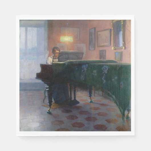 ピアノ奏者(ピアニスト)(女子ミュージシャン) スタンダードランチョンナプキン (正面)