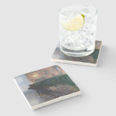 ピアノ奏者（ピアニスト）(女子ミュージシャン) ストーンコースター (横)