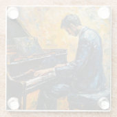 ピアノ奏者 – 油彩画 ガラスコースター (裏面)