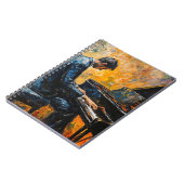 ピアノ奏者 – 油彩画 ノートブック (左側)