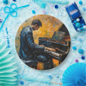 ピアノ奏者 – 油彩画 ペーパープレート (パーティー)