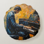 ピアノ奏者 – 油彩画 ラウンドクッション (裏面)