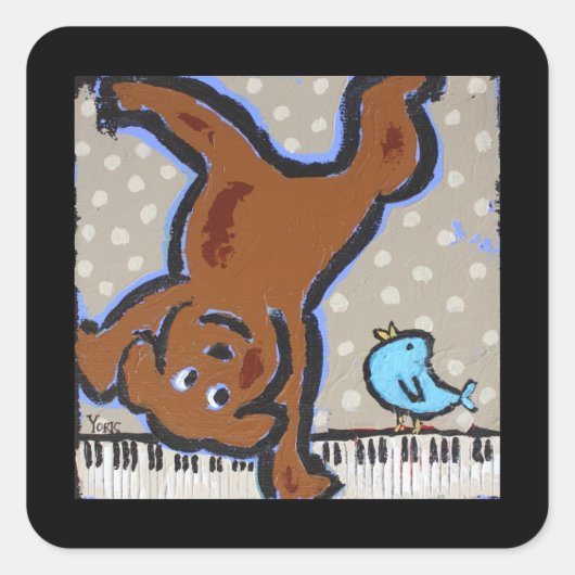 ピアノ学生のステッカー スクエアシール (正面)