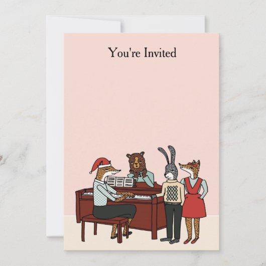 ピアノ招待状のクリスマス 招待状 (正面)