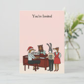 ピアノ招待状のクリスマス 招待状 (スタンド正面)