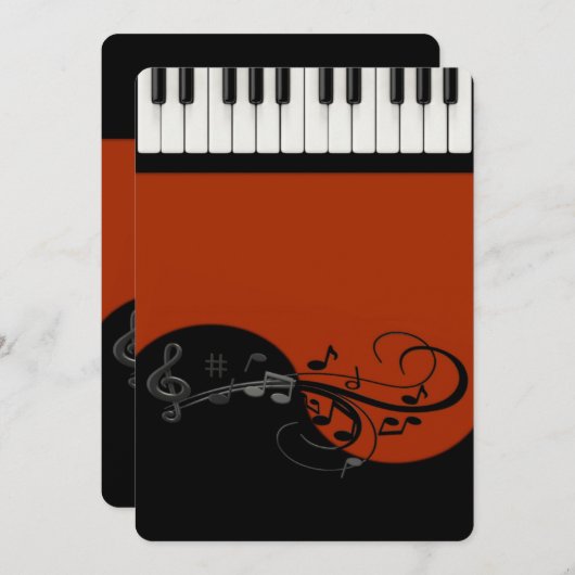 ピアノ招待状 招待状 (正面/裏面)