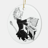 ピアノ旧式なルイWainのスケッチを遊んでいるライオン セラミックオーナメント (左)