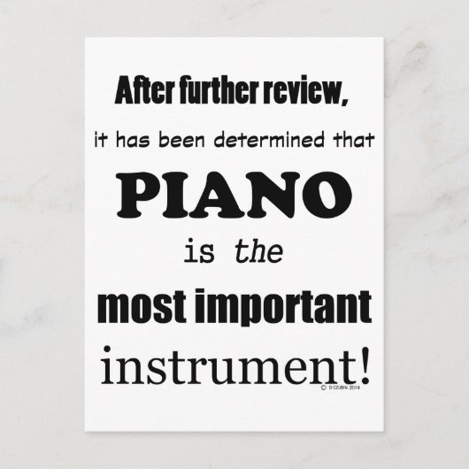 ピアノ最も重要な楽器 ポストカード (正面)