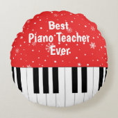 ピアノ最高の先生エバーピアノ鍵レッド ラウンドクッション (正面)